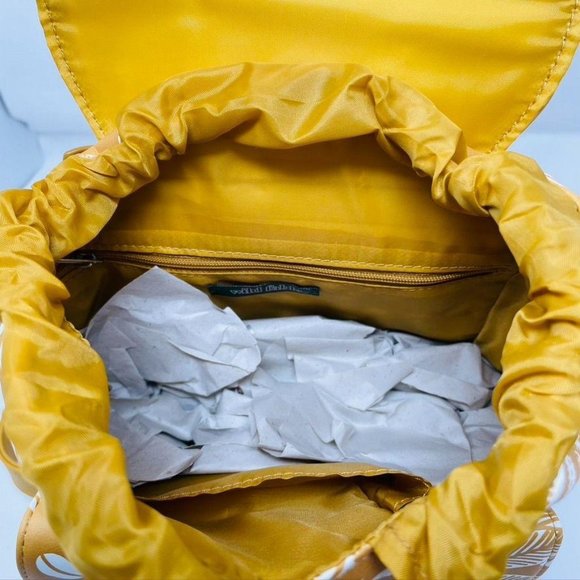 Yellow Floral Print Mini Drawstring Flap Backpack - Picture 7 of 11